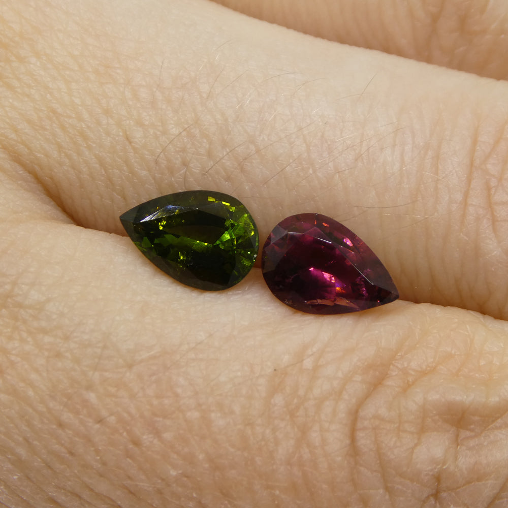2.52ct Pair Pear Pink/Green Tourmaline from Brazil - Skyjems Wholesale Gemstones