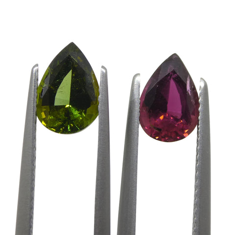 2.52ct Pair Pear Pink/Green Tourmaline from Brazil