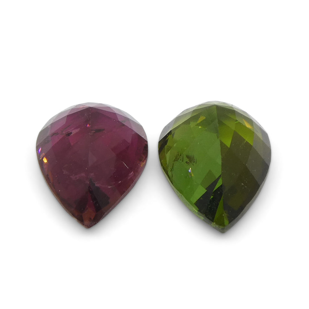 2.52ct Pair Pear Pink/Green Tourmaline from Brazil - Skyjems Wholesale Gemstones