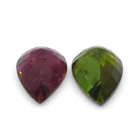2.52ct Pair Pear Pink/Green Tourmaline from Brazil