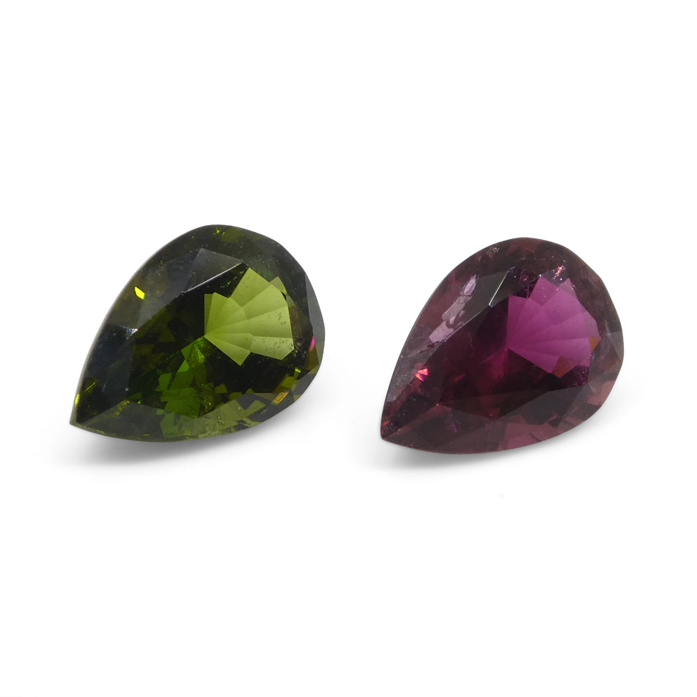 2.52ct Pair Pear Pink/Green Tourmaline from Brazil - Skyjems Wholesale Gemstones