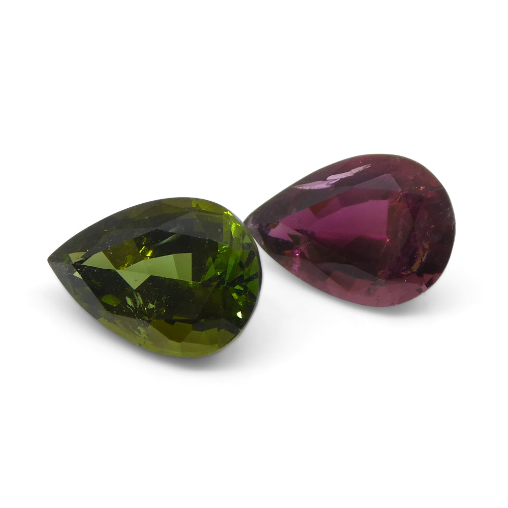 2.52ct Pair Pear Pink/Green Tourmaline from Brazil - Skyjems Wholesale Gemstones