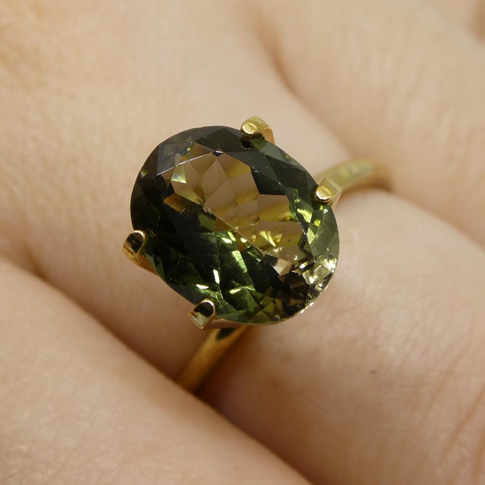 3.09ct Oval Olive Green Brazilian Tourmaline from SkyJems, premium mixed-cut single gemstone with natural color