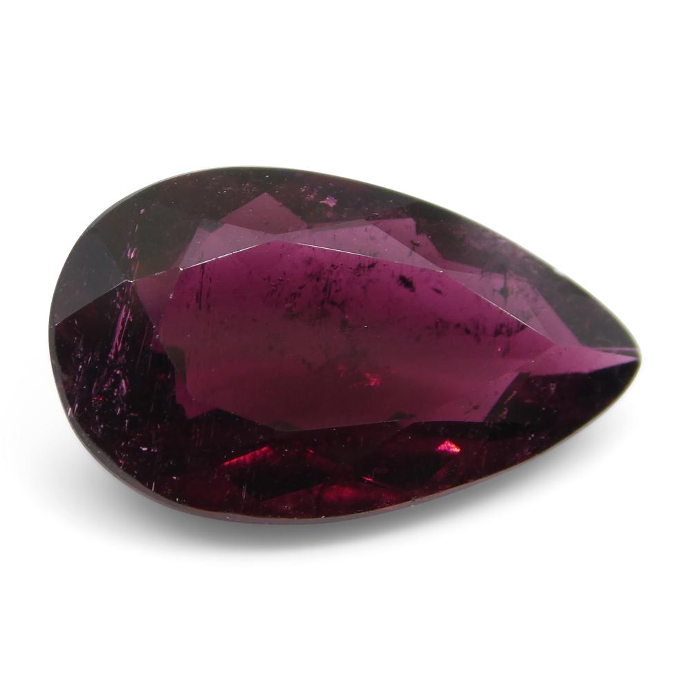SkyJems 3.56ct Pear Purplish Red Rubelite Tourmaline from Brazil, Mixed Cut Gemstone for Fine Jewelry