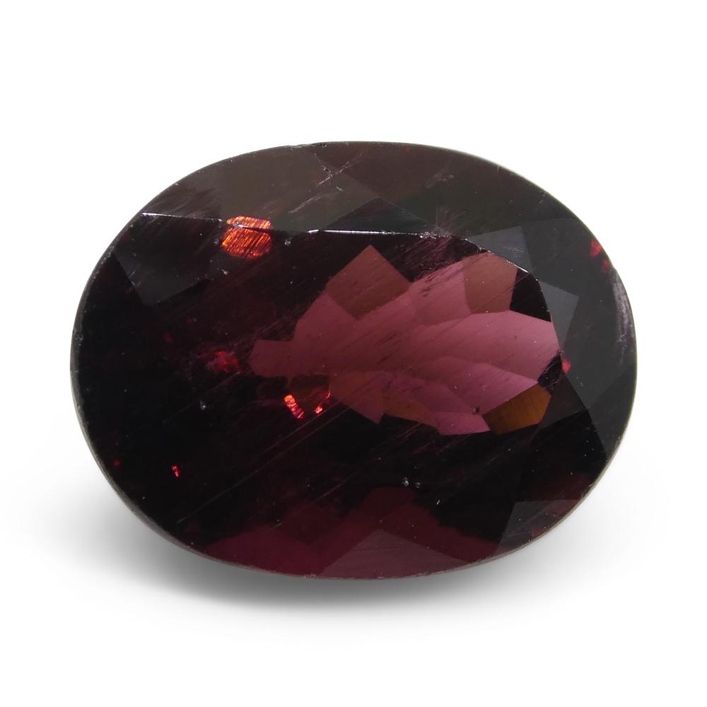 SkyJems 7.02ct Reddish Purple Oval Rubelite Tourmaline from Brazil, Mixed Cut Gemstone