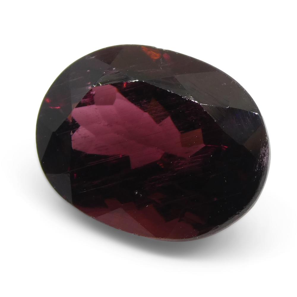 SkyJems 7.02ct Reddish Purple Oval Rubelite Tourmaline from Brazil, mixed cut gemstone for fine jewelry