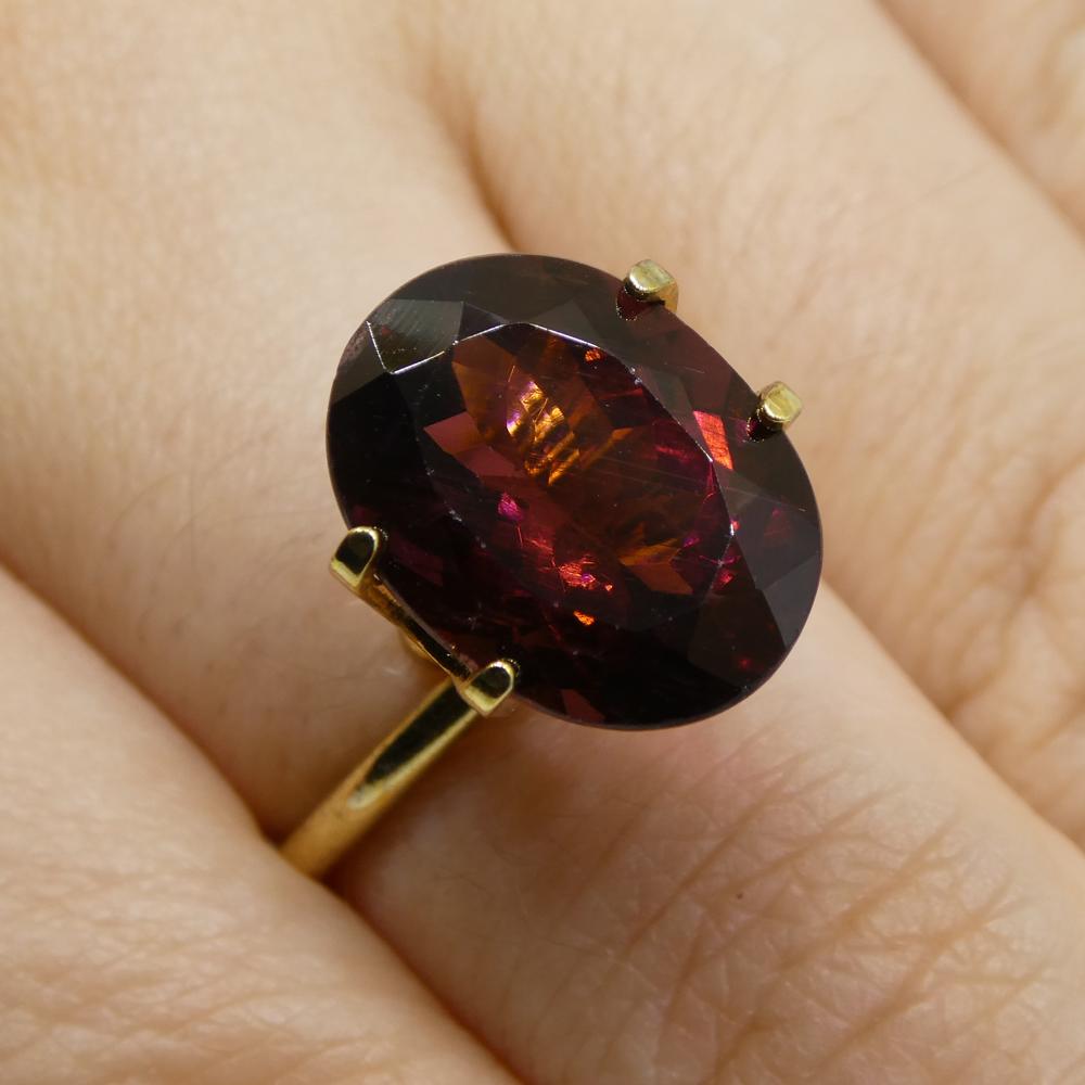 SkyJems 7.02ct Reddish Purple Oval Rubelite Tourmaline from Brazil, Mixed Cut Gemstone for Fine Jewelry