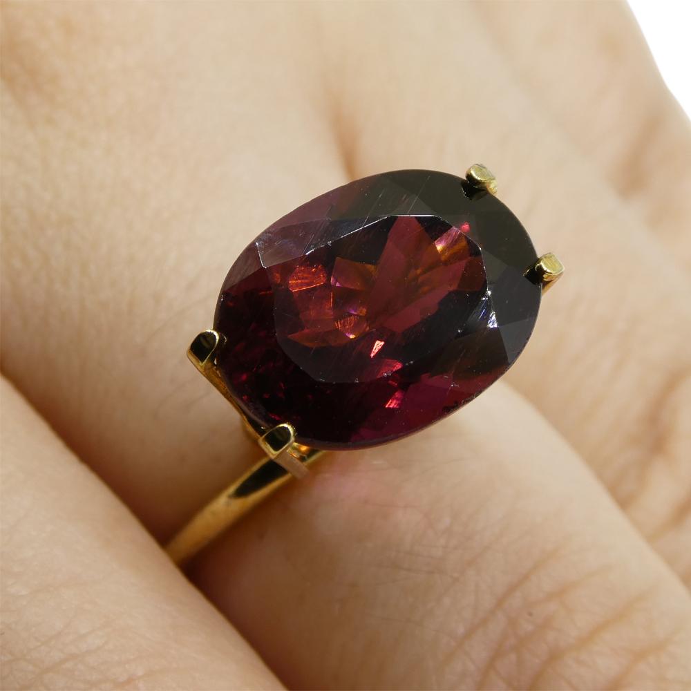 SkyJems 7.02ct Reddish Purple Oval Rubelite Tourmaline from Brazil, premium mixed-cut gemstone