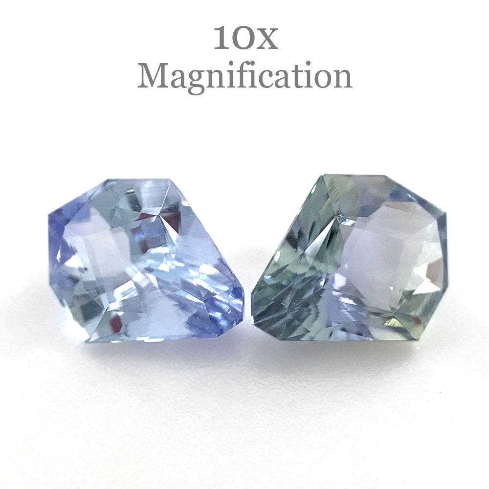 SkyJems 2.05ct Tanzanite Fan Precision Cut Pair, vivid violet-blue gemstones from Tanzania, ideal for fine jewelry