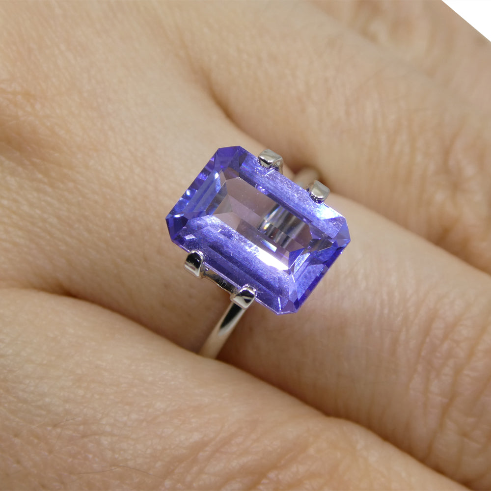 3.71ct Emerald Cut Violet Blue Tanzanite from Tanzania - Skyjems Wholesale Gemstones