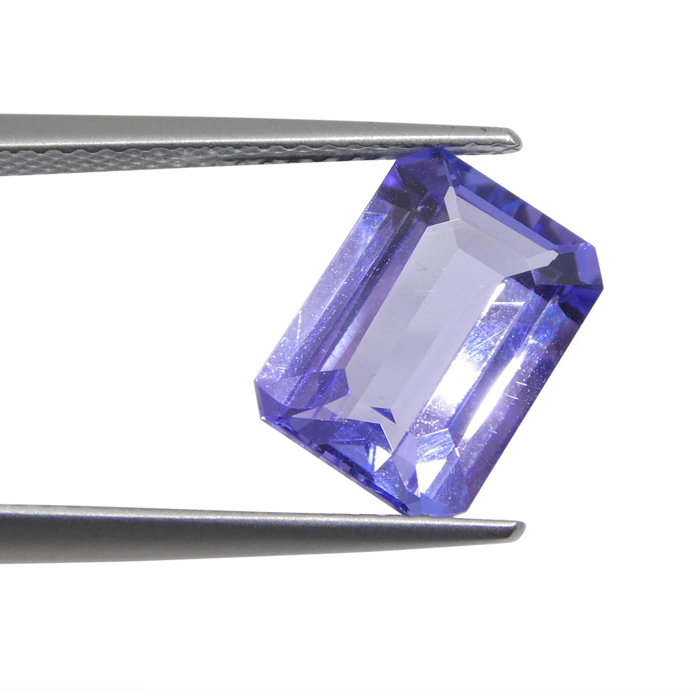 3.71ct Emerald Cut Violet Blue Tanzanite from Tanzania - Skyjems Wholesale Gemstones