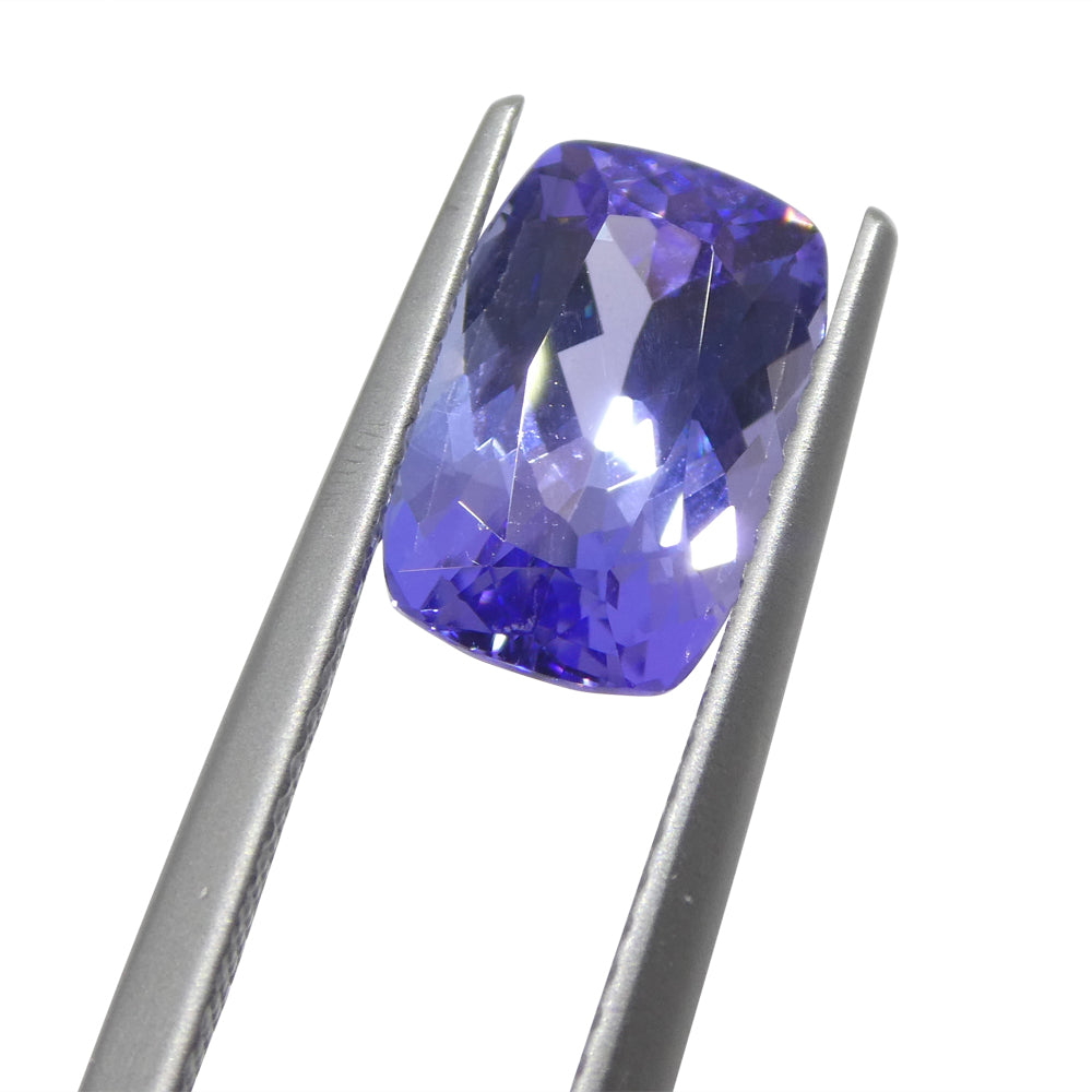 2.8ct Violet Blue Tanzanite Cushion Gemstone from Tanzania, Brilliant Cut, Premium SkyJems Rare Gem Collection