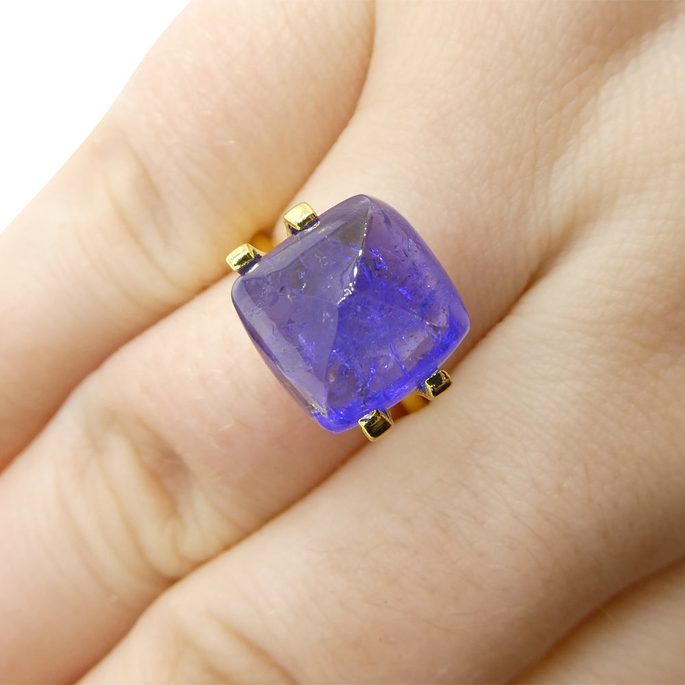 8.07ct Cushion Sugarloaf Double Cabochon Violet Blue Tanzanite from Tanzania - Skyjems Wholesale Gemstones