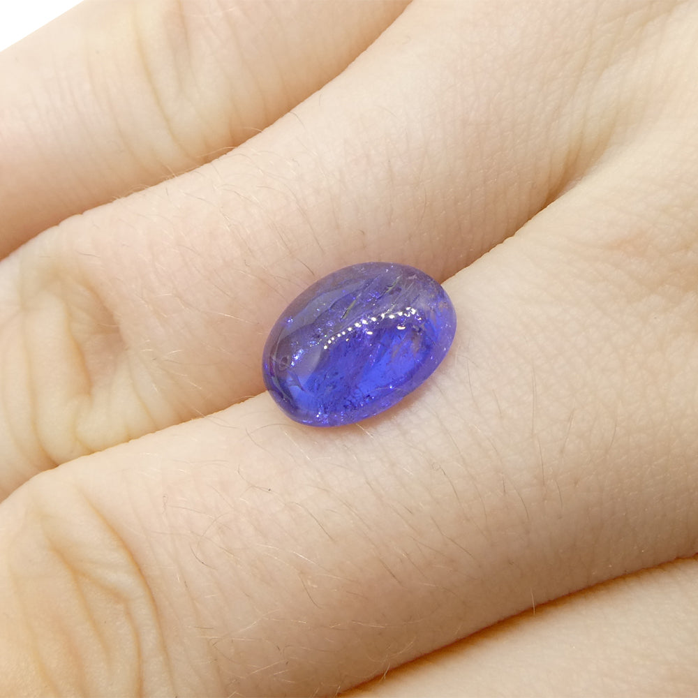 4.36ct Oval Sugarloaf Double Cabochon Violet Blue Tanzanite from Tanzania - Skyjems Wholesale Gemstones