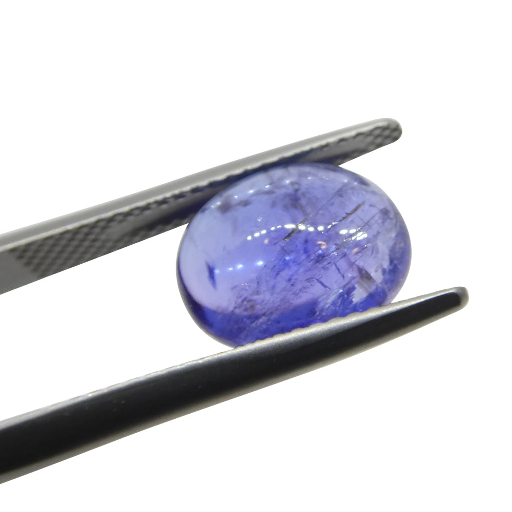 4.36ct Oval Sugarloaf Double Cabochon Violet Blue Tanzanite from Tanzania - Skyjems Wholesale Gemstones