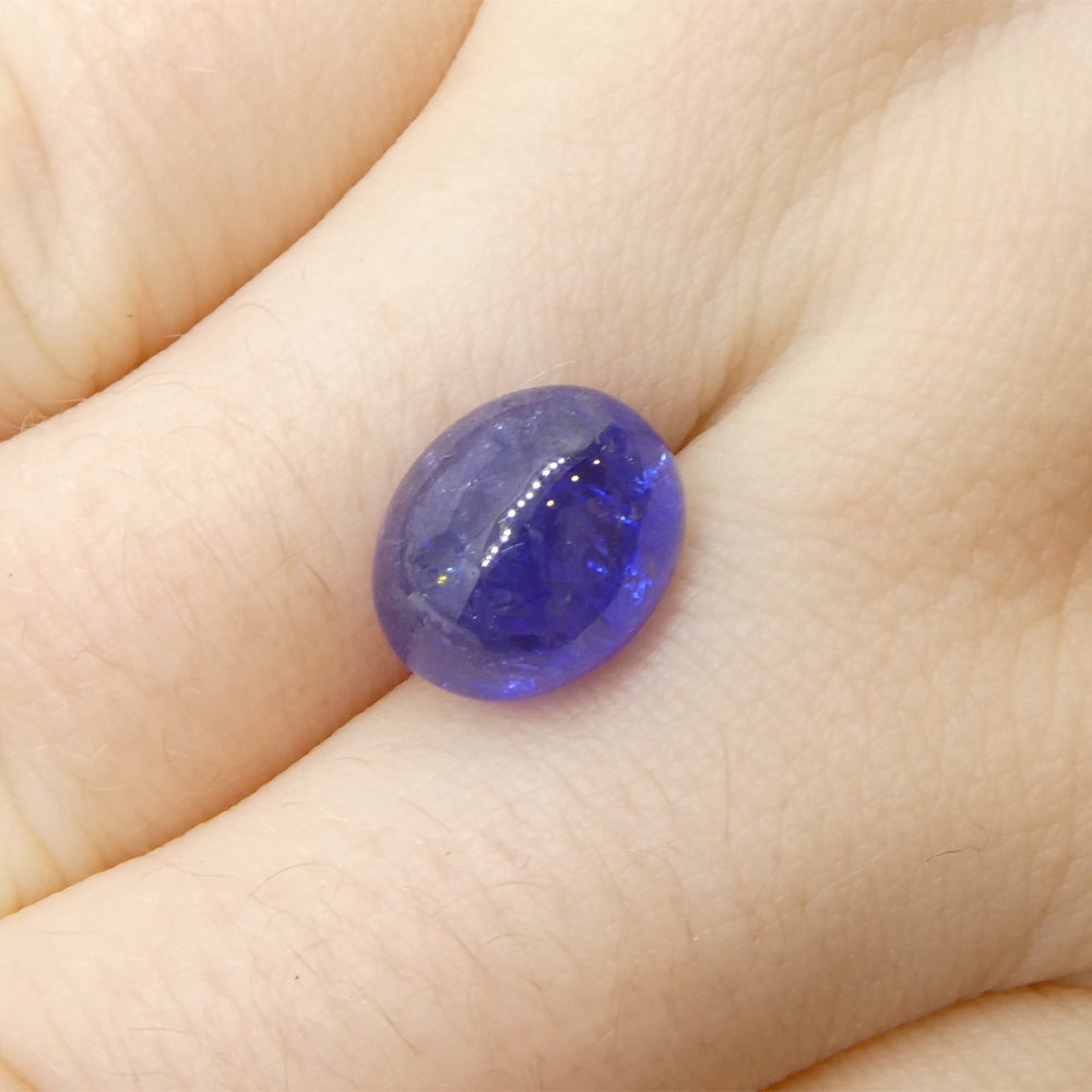 5.68ct Oval Sugarloaf Double Cabochon Violet Blue Tanzanite from Tanzania - Skyjems Wholesale Gemstones