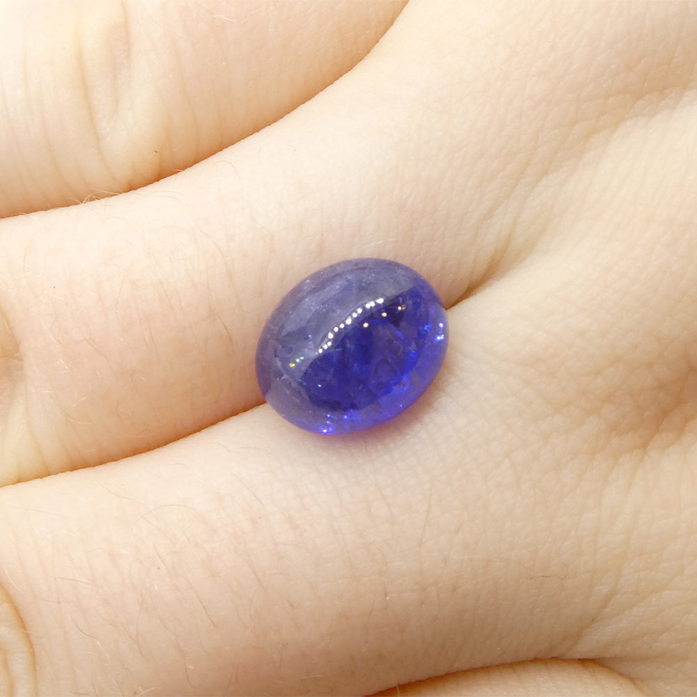 5.68ct Oval Sugarloaf Double Cabochon Violet Blue Tanzanite from Tanzania - Skyjems Wholesale Gemstones