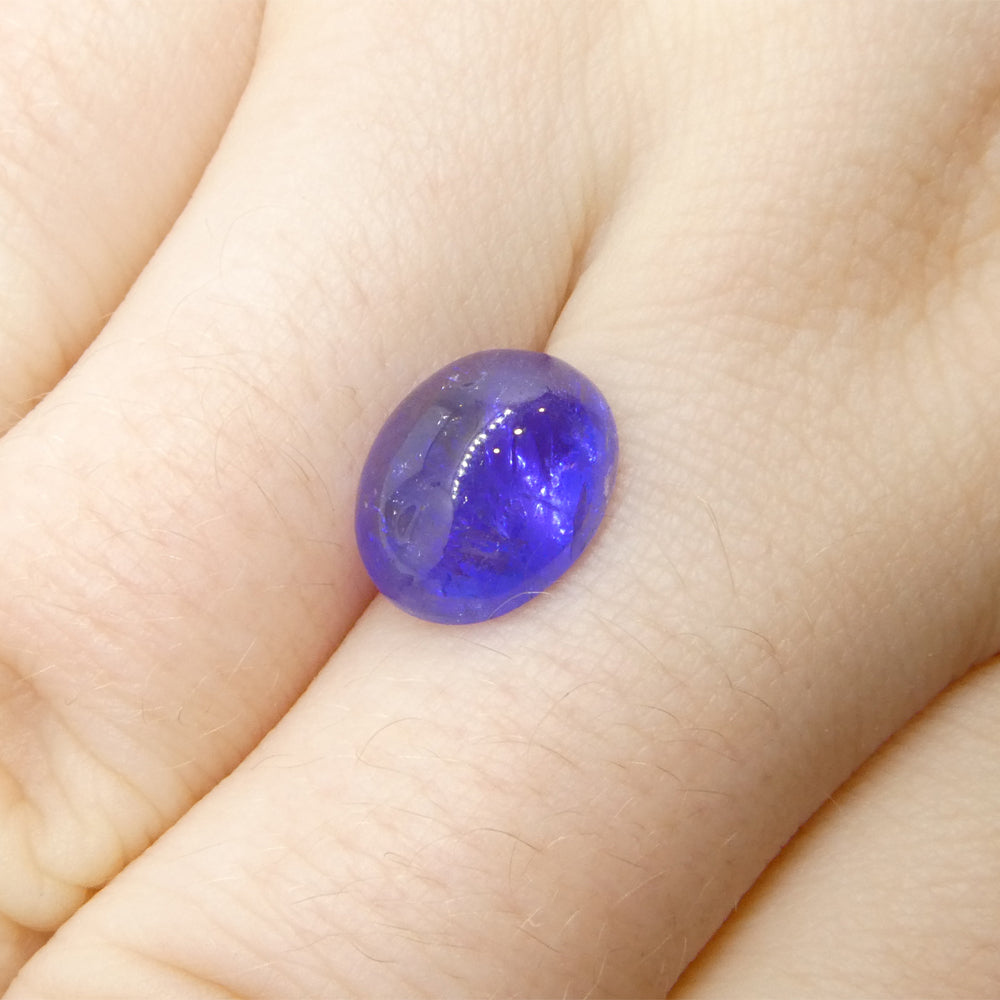 4.61ct Oval Sugarloaf Double Cabochon Violet Blue Tanzanite from Tanzania - Skyjems Wholesale Gemstones