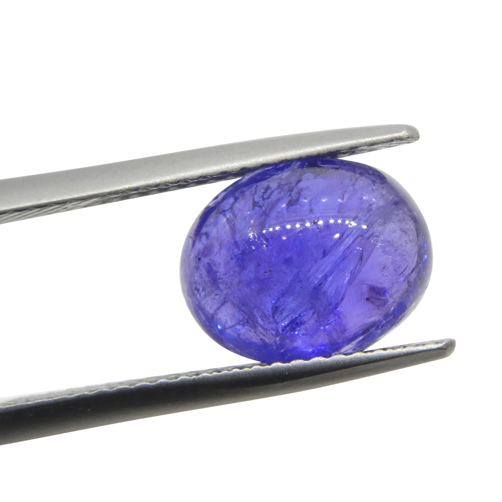 4.61ct Oval Sugarloaf Double Cabochon Violet Blue Tanzanite from Tanzania - Skyjems Wholesale Gemstones