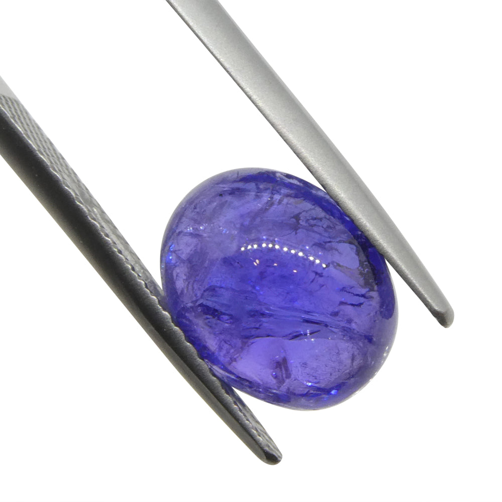 4.61ct Oval Sugarloaf Double Cabochon Violet Blue Tanzanite from Tanzania - Skyjems Wholesale Gemstones