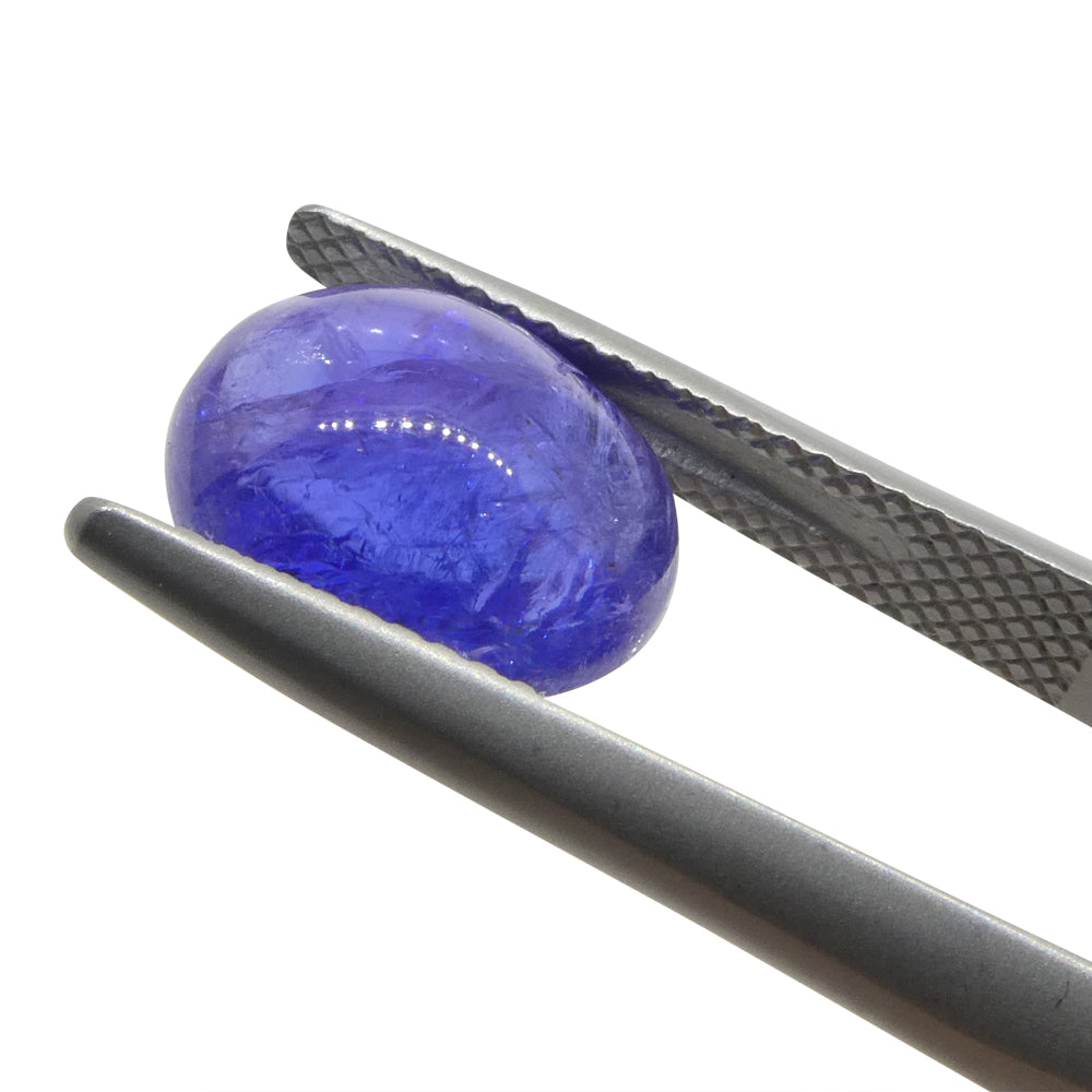 4.61ct Oval Sugarloaf Double Cabochon Violet Blue Tanzanite from Tanzania - Skyjems Wholesale Gemstones