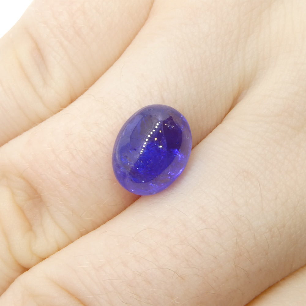 4.61ct Oval Sugarloaf Double Cabochon Violet Blue Tanzanite from Tanzania - Skyjems Wholesale Gemstones