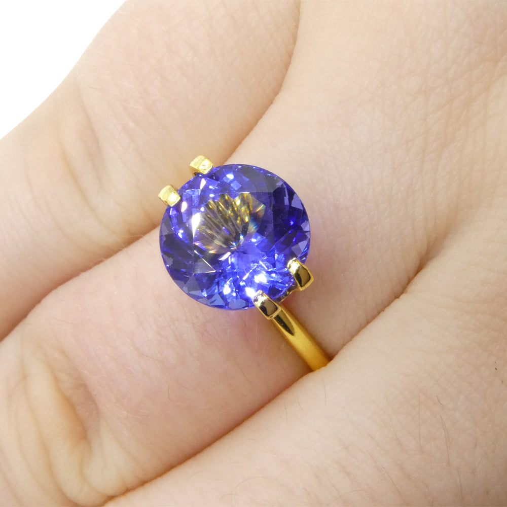 SkyJems 4.13ct Round Violet Blue Tanzanite gemstone from Tanzania, brilliant-cut rare zoisite in deep blue-purple hue