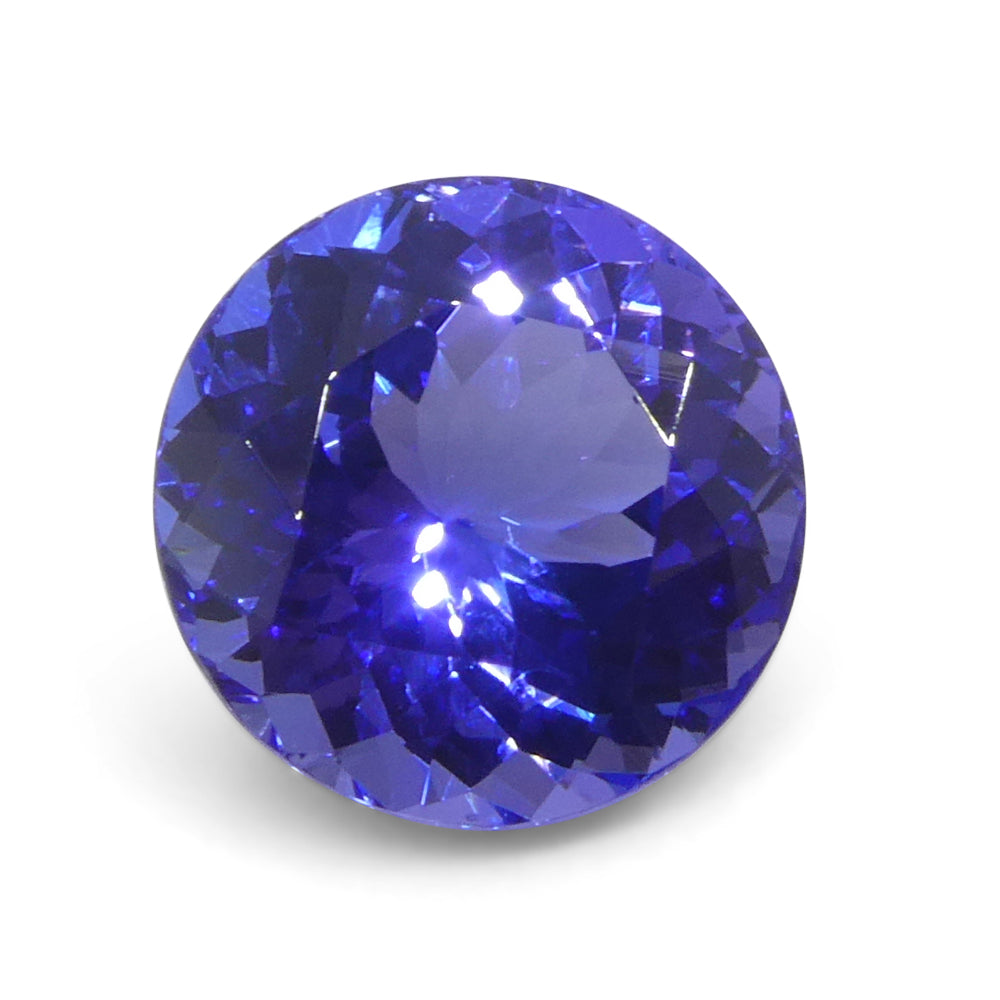 SkyJems 4.13ct Round Violet Blue Tanzanite gemstone from Tanzania, rare zoisite with brilliant cut and vibrant color
