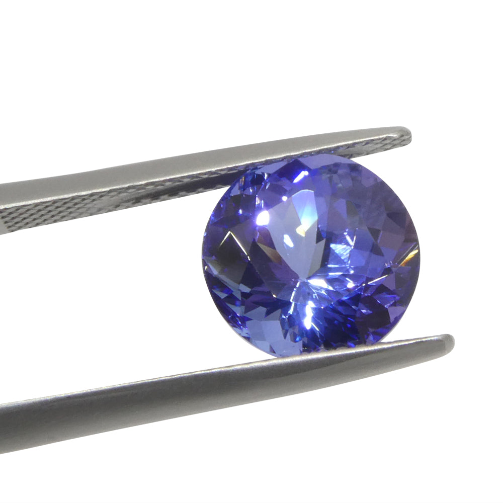 SkyJems 4.4ct Round Violet Blue Tanzanite gemstone from Tanzania, brilliant-cut rare zoisite in deep blue-purple hue