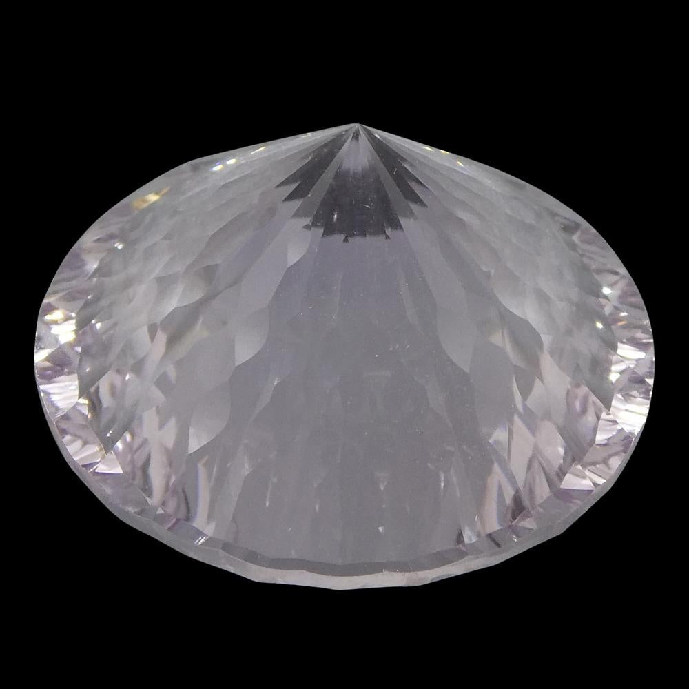 Large 29.75ct Round White Quartz Fantasy Cut from Brazil, premium clear gemstone by SkyJems Canadian gem specialists