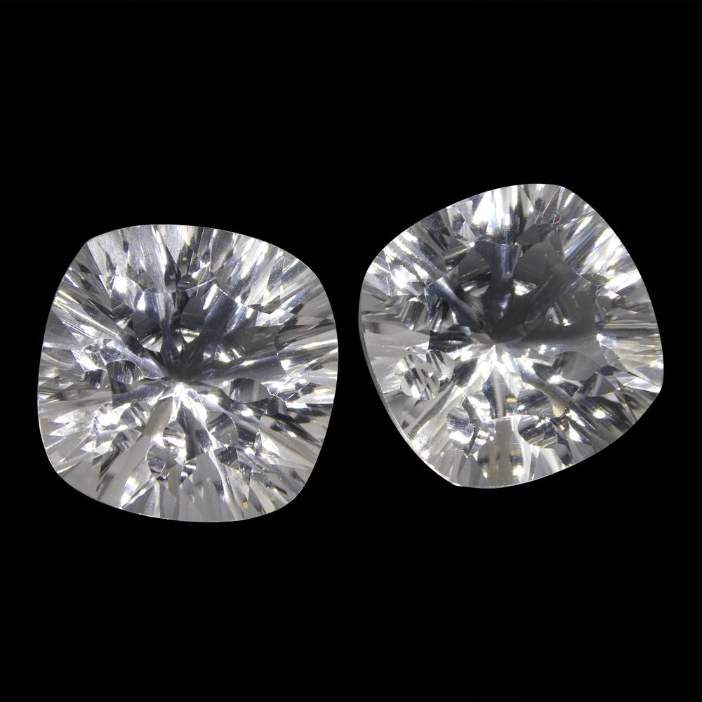 27.00ct Cushion White Quartz Fantasy/Fancy Cut Pair - Skyjems Wholesale Gemstones