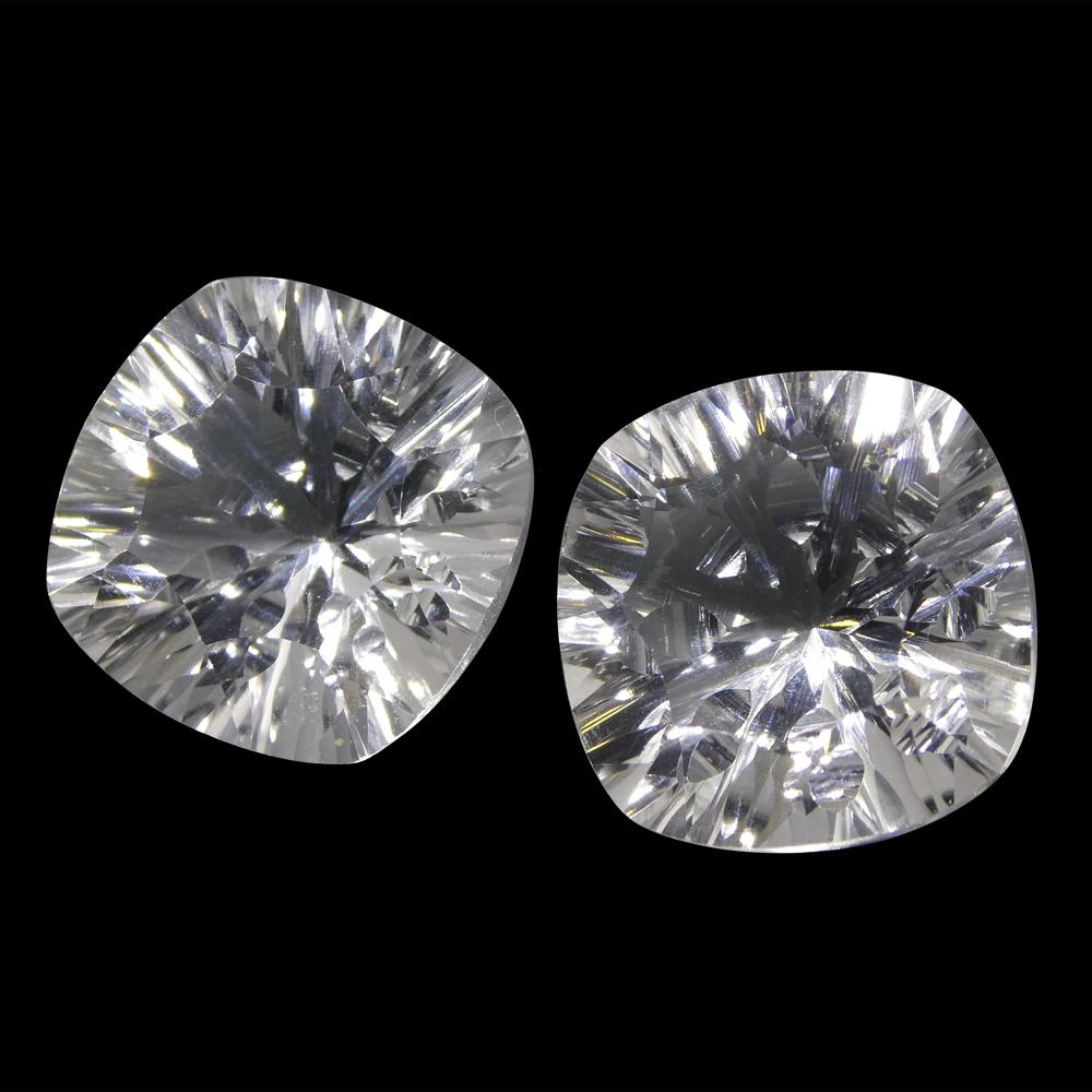 27.00ct Cushion White Quartz Fantasy/Fancy Cut Pair - Skyjems Wholesale Gemstones