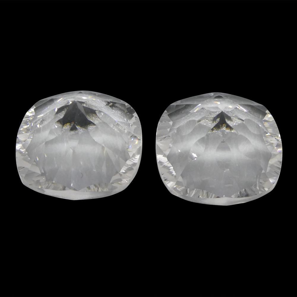 27.00ct Cushion White Quartz Fantasy/Fancy Cut Pair - Skyjems Wholesale Gemstones