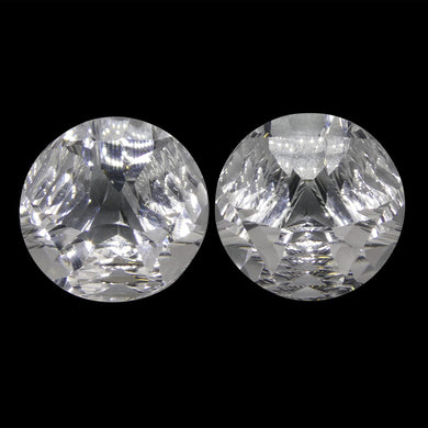 23.38ct Round White Quartz Fantasy/Fancy Cut Pair - Skyjems Wholesale Gemstones