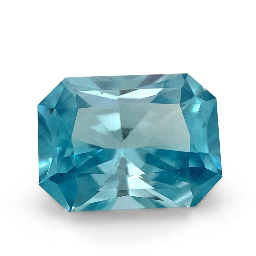2.13ct Radiant Blue Zircon from Cambodia, Master Cut gemstone by SkyJems, premium unheated blue gem