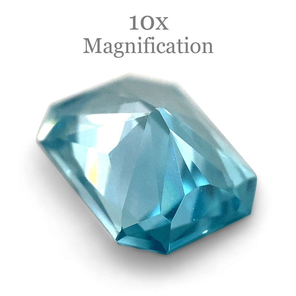 SkyJems 2.13ct Radiant Blue Zircon from Cambodia, master cut gemstone with brilliant light performance and vivid color