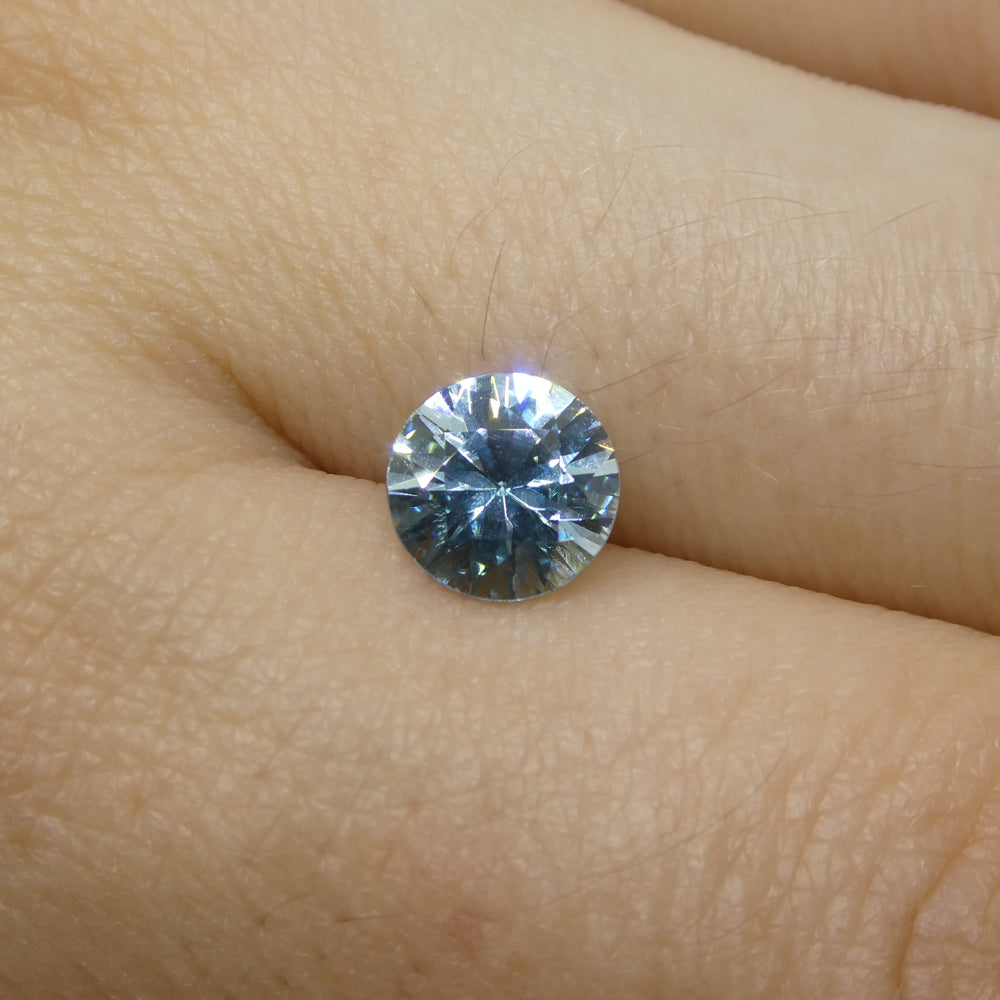 1.75ct Round Diamond Cut Blue Zircon from Cambodia - Skyjems Wholesale Gemstones