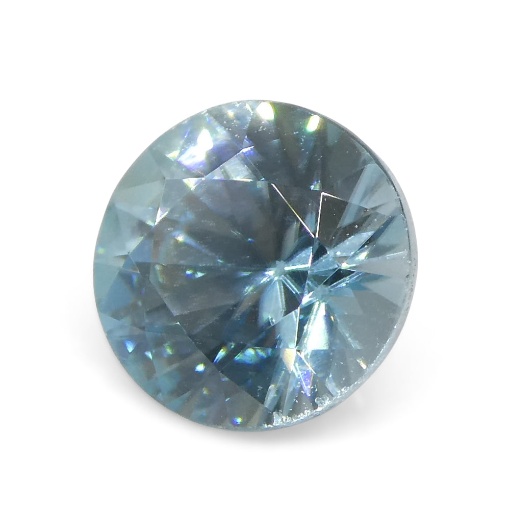 1.75ct Round Diamond Cut Blue Zircon from Cambodia - Skyjems Wholesale Gemstones