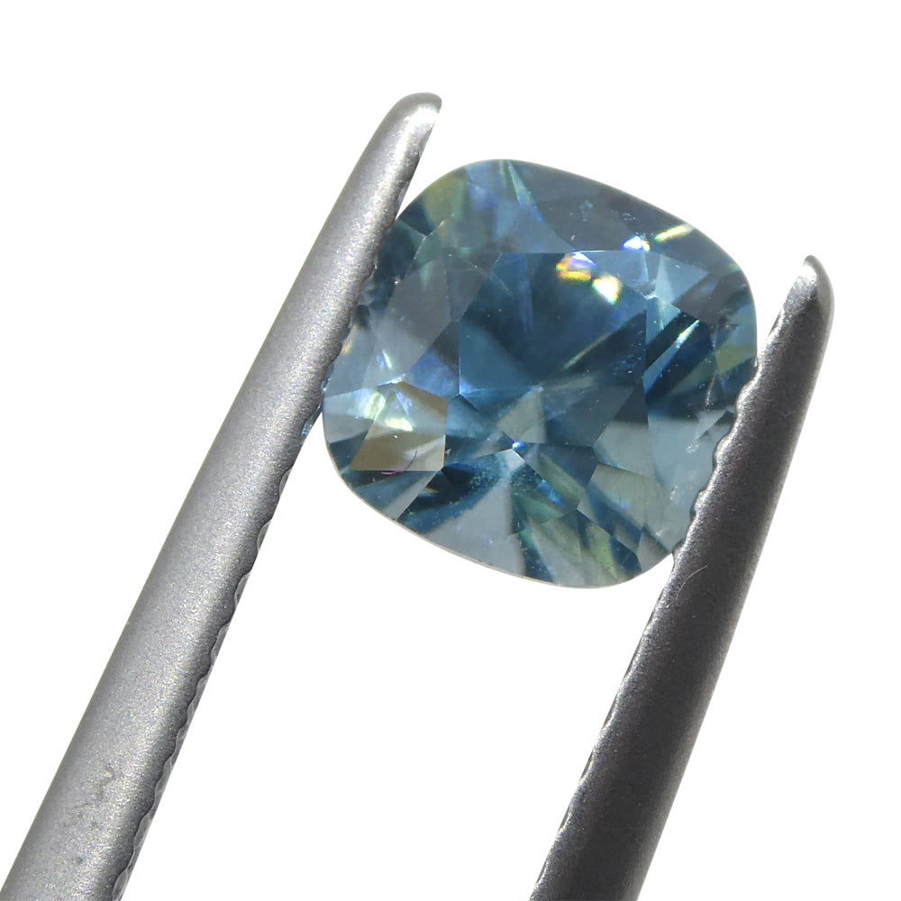 1.65ct Blue Zircon from Cambodia, Square Cushion Cut Gemstone by SkyJems, Premium Natural Earth-Mined Gem