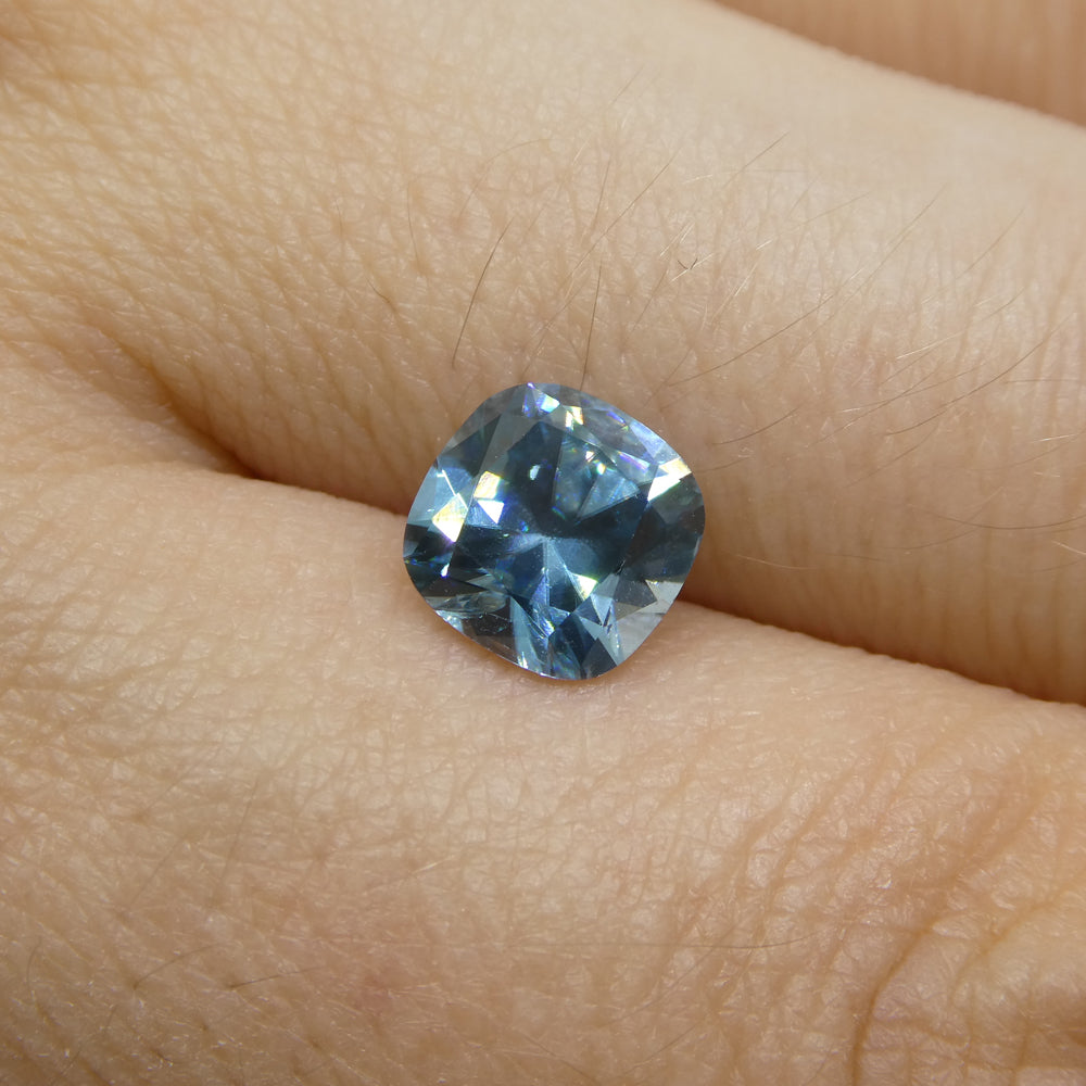 2.04ct Square Cushion Diamond Cut Blue Zircon from Cambodia - Skyjems Wholesale Gemstones