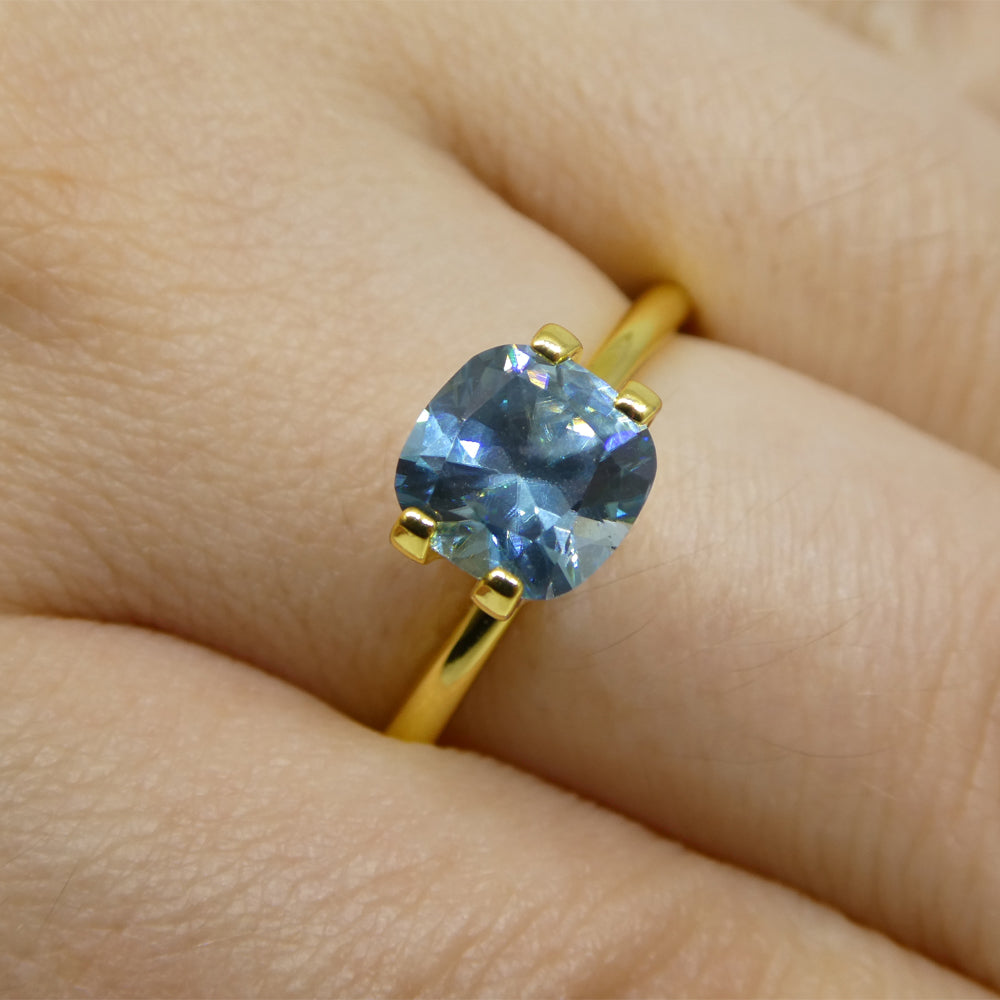 2.04ct Square Cushion Diamond Cut Blue Zircon from Cambodia - Skyjems Wholesale Gemstones