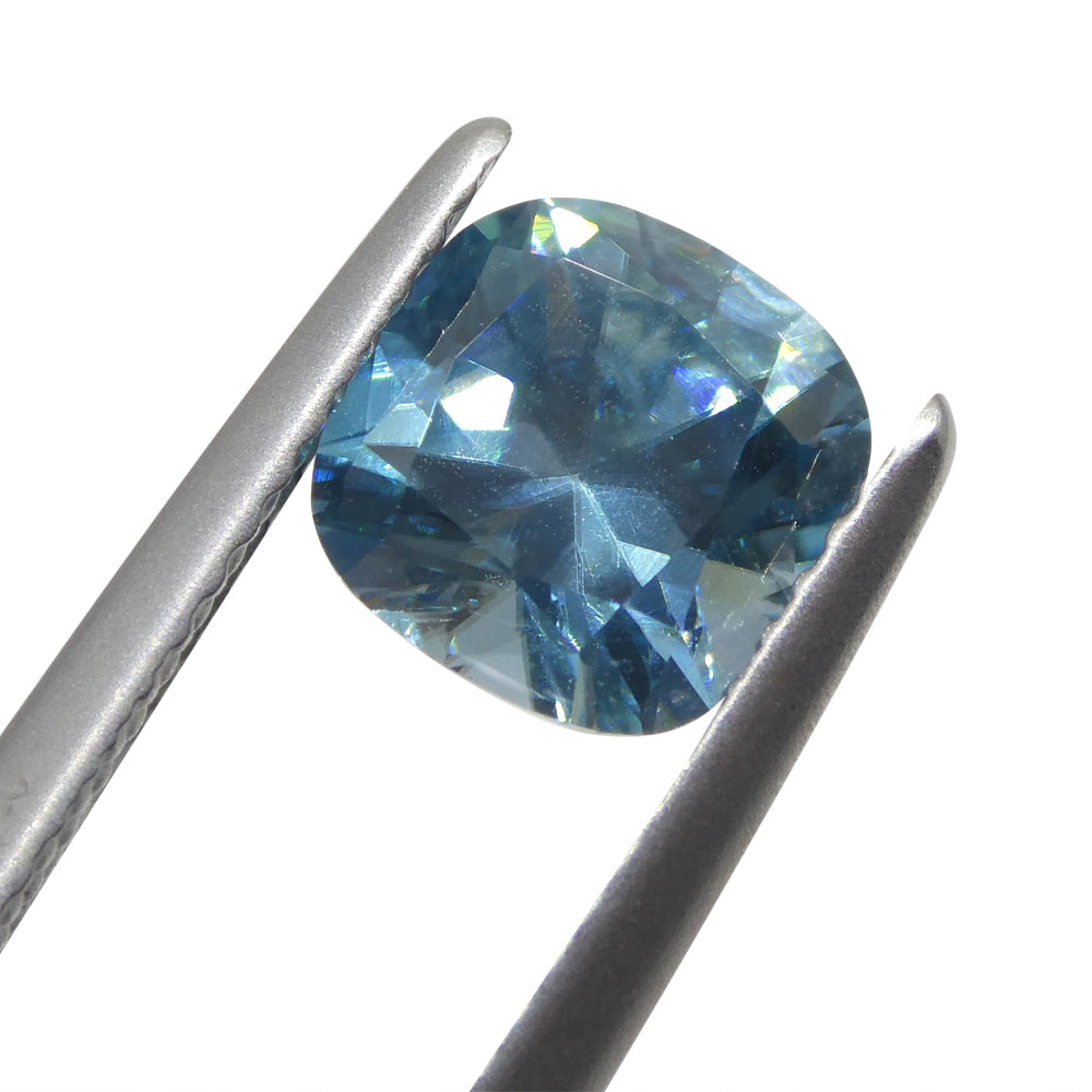 2.04ct Square Cushion Diamond Cut Blue Zircon from Cambodia - Skyjems Wholesale Gemstones