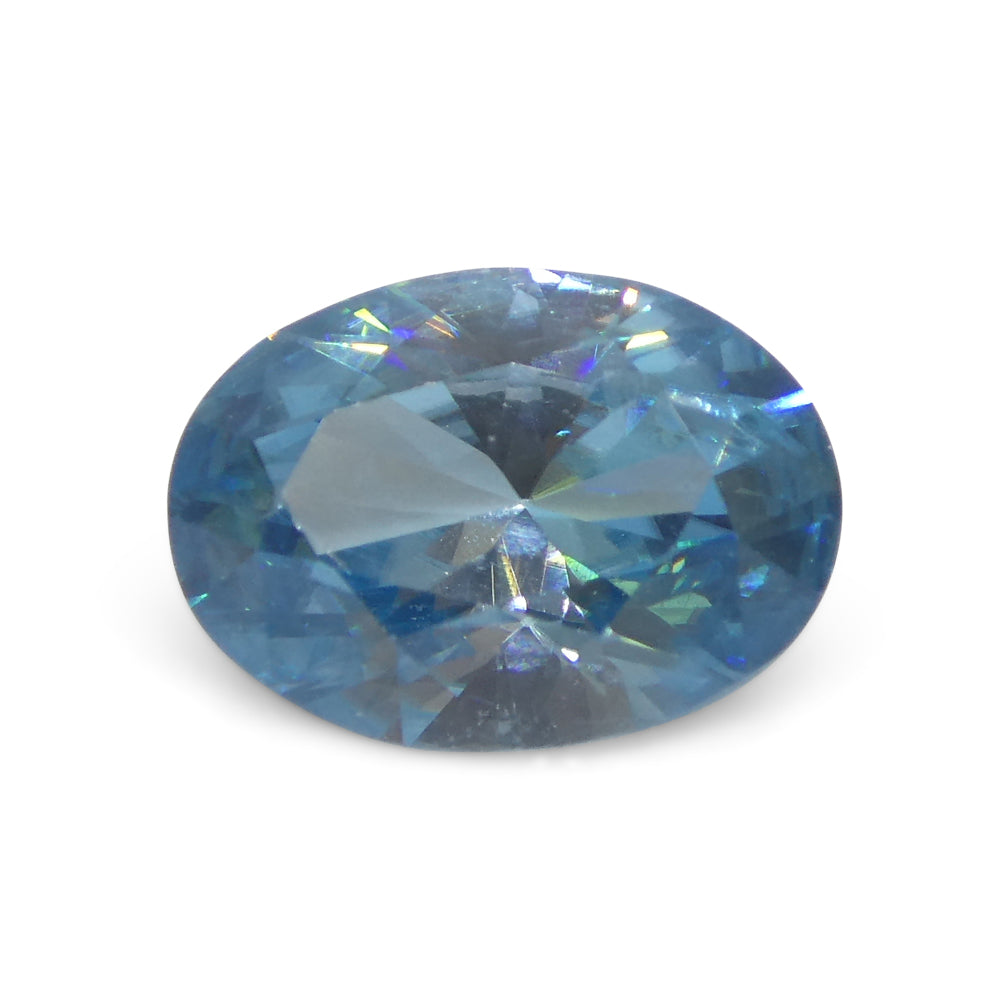 2.58ct Oval Diamond Cut Blue Zircon from Cambodia - Skyjems Wholesale Gemstones