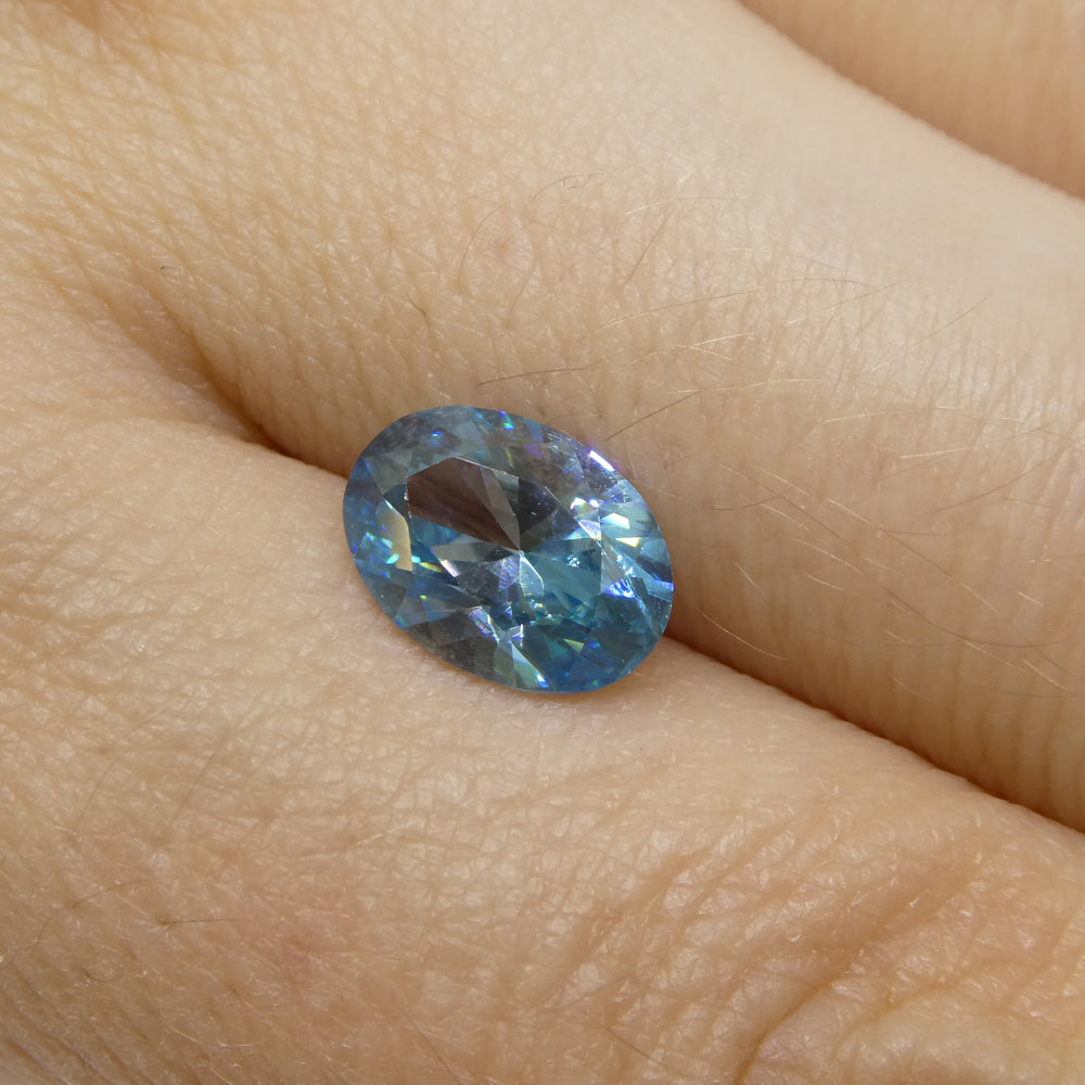 2.58ct Oval Diamond Cut Blue Zircon from Cambodia - Skyjems Wholesale Gemstones