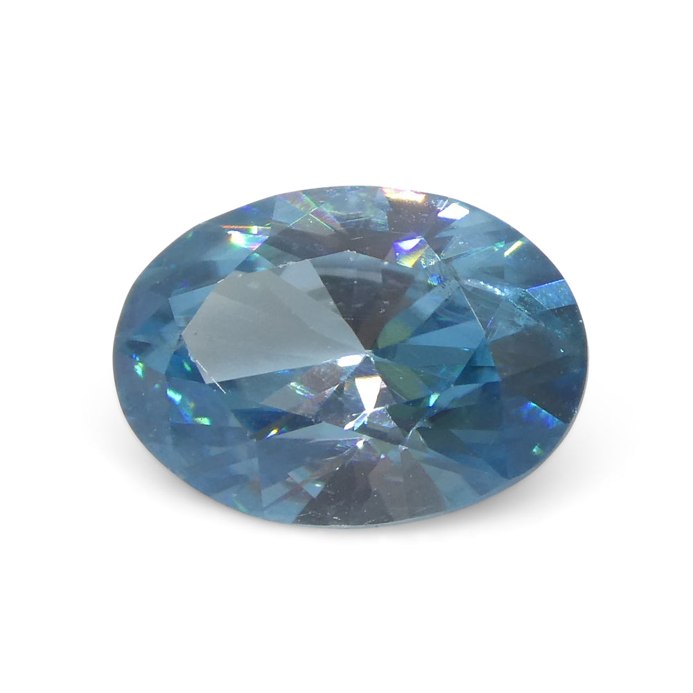 2.58ct Oval Diamond Cut Blue Zircon from Cambodia - Skyjems Wholesale Gemstones