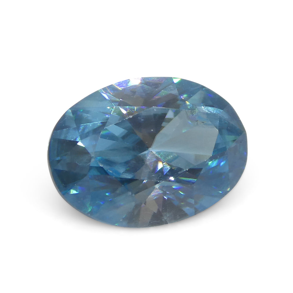 2.58ct Oval Diamond Cut Blue Zircon from Cambodia - Skyjems Wholesale Gemstones