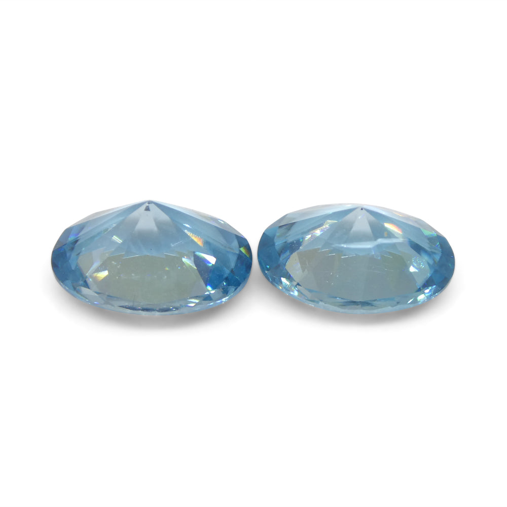 4.75ct Pair Oval Diamond Cut Blue Zircon from Cambodia - Skyjems Wholesale Gemstones