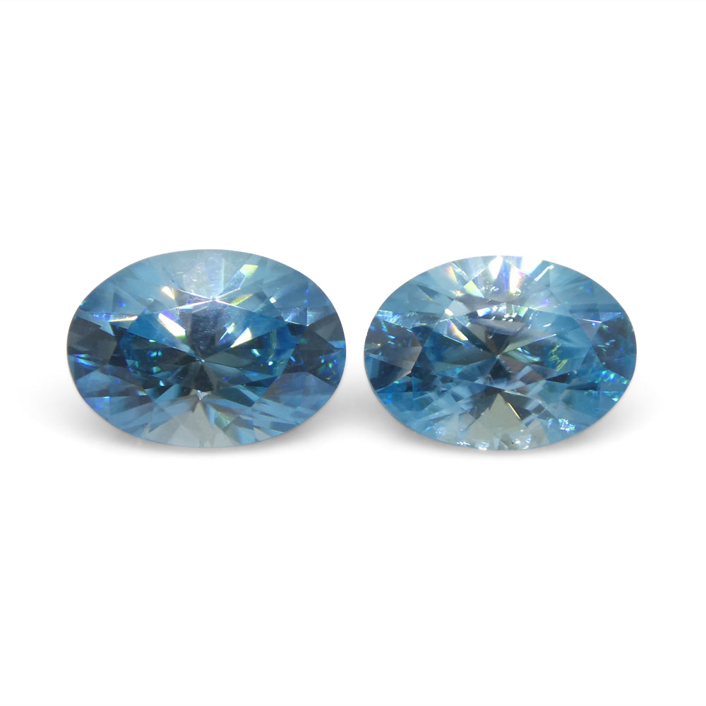 4.75ct Pair Oval Diamond Cut Blue Zircon from Cambodia - Skyjems Wholesale Gemstones