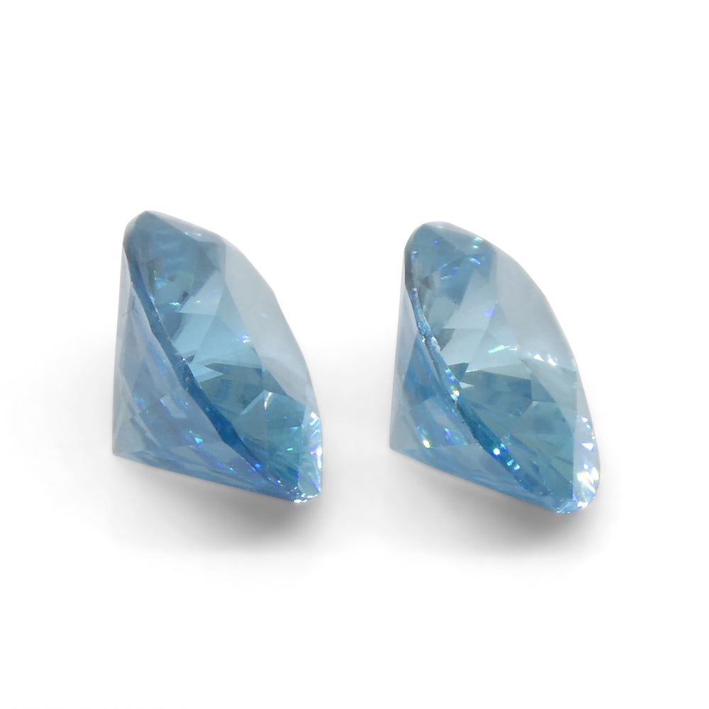 4.75ct Pair Oval Diamond Cut Blue Zircon from Cambodia - Skyjems Wholesale Gemstones