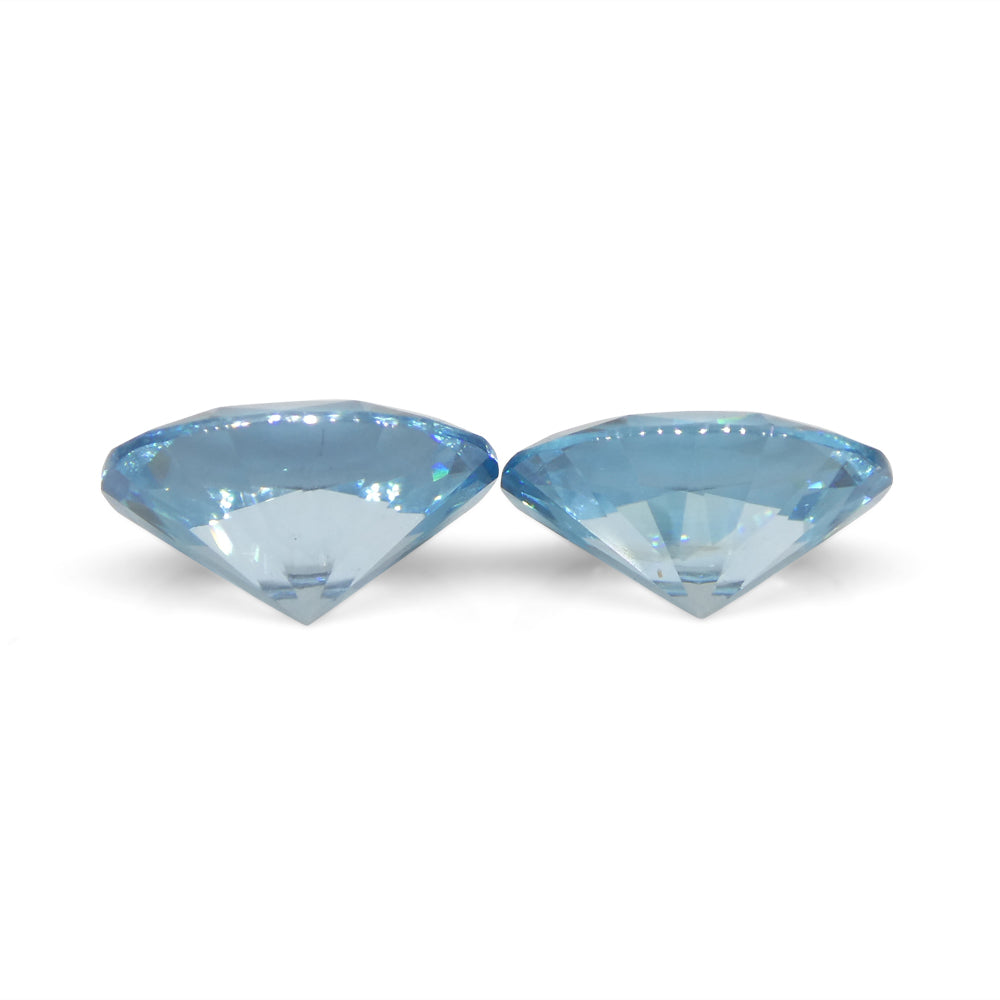 4.75ct Pair Oval Diamond Cut Blue Zircon from Cambodia - Skyjems Wholesale Gemstones